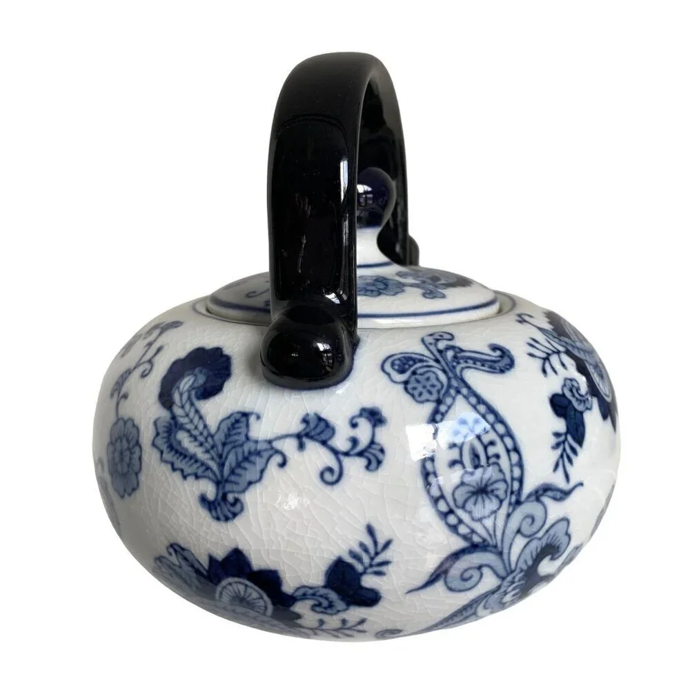 Pier 1 Imports Chinoiserie Blue White Floral Ceramic Teapot
